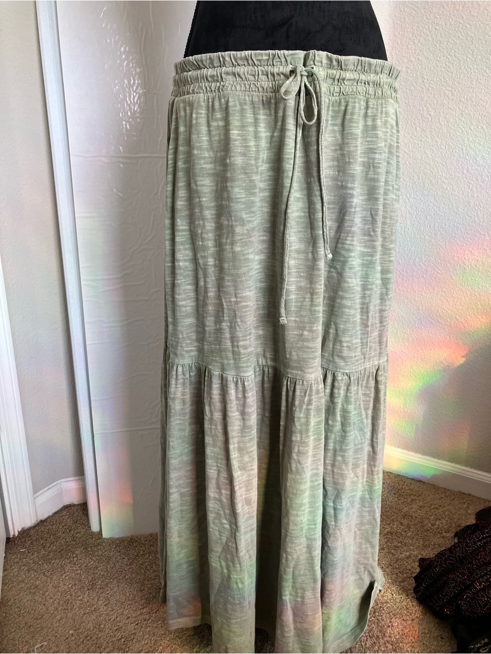GAP Sage Tiered Drawstring Maxi Skirt
